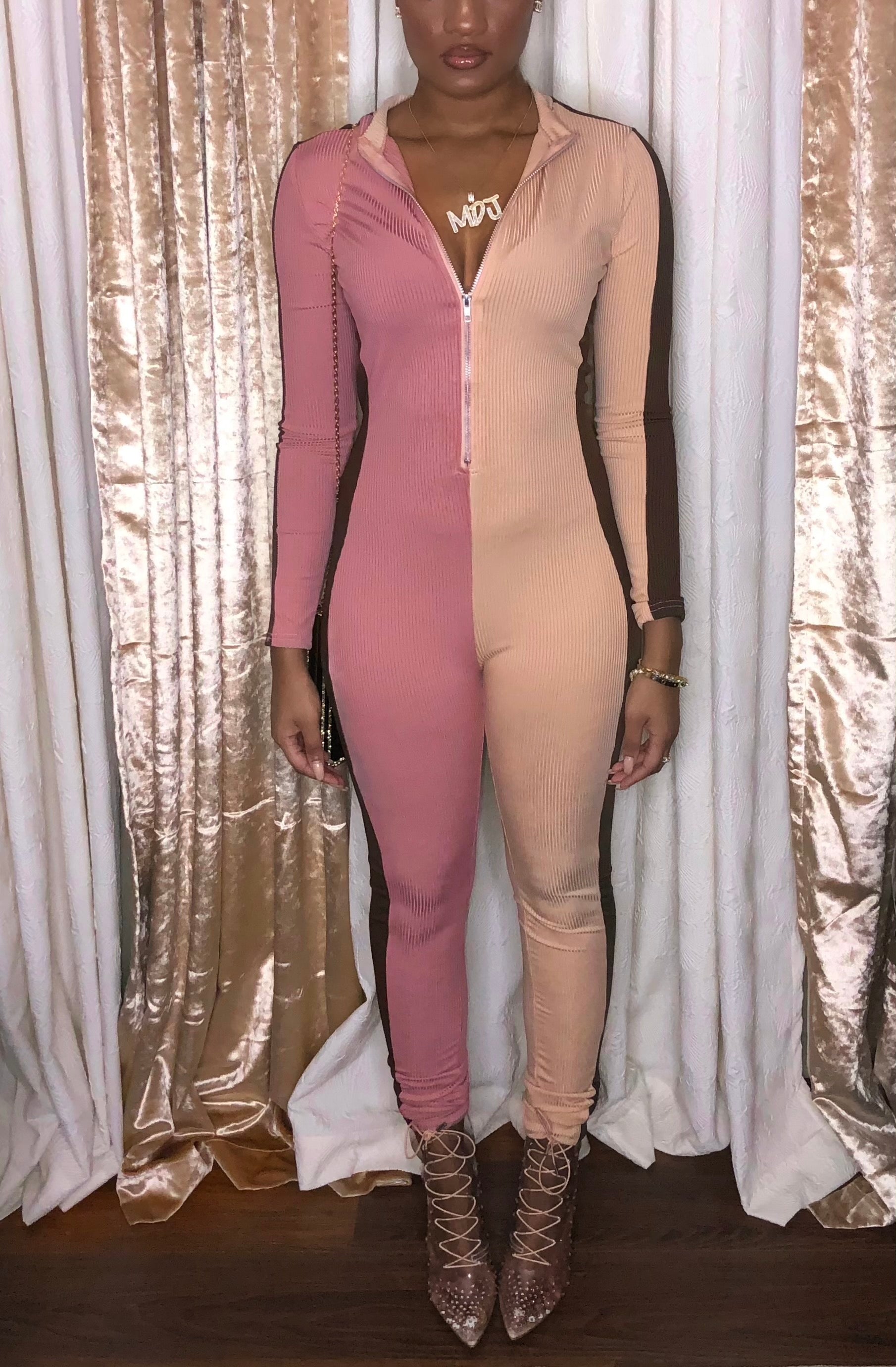 Banned Nudes Patch Work Jumpsuit Set