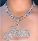 Yung Miami Baguette Cursive Name Necklace